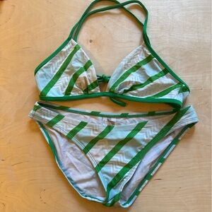 Patagonia Green and White Striped Bikini